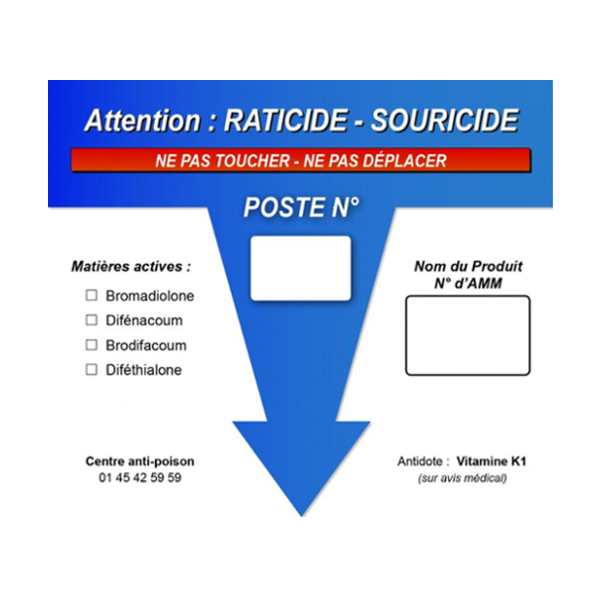 Etiquette mural pour postes rongeurs (Lot de 10)