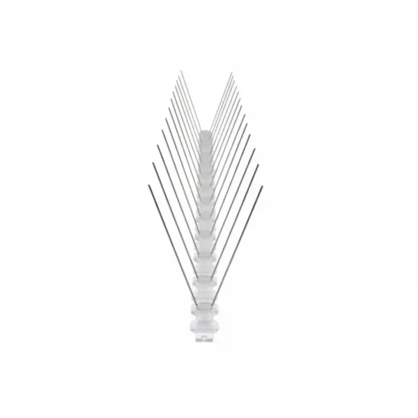 Vue frontale d’un dispositif anti-pigeons pour balcon et rebord, protection efficace contre les pigeons.