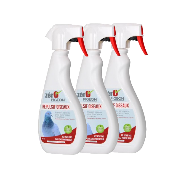 LOT DE 3 RÉPULSIFS ZÉRO PIGEON 500ML LOT DE 3 RÉPULSIFS ZÉRO PIGEON 500ML