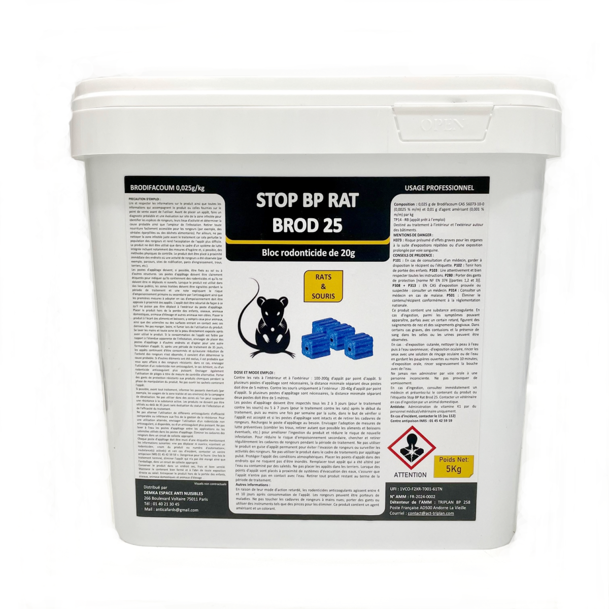 Bloc Raticide Souricide Stop BP Rat Brod 5Kg