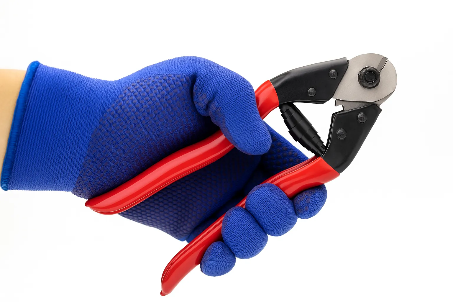 Poignées antidérapantes de la pince coupe-câble pour une prise en main sécurisée.