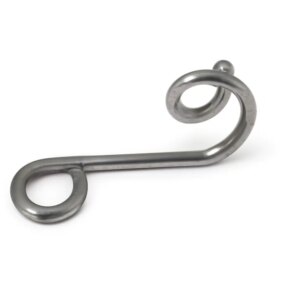 Crochet "queue de cochon" en acier inoxydable pour la fixation de filets anti-pigeons.