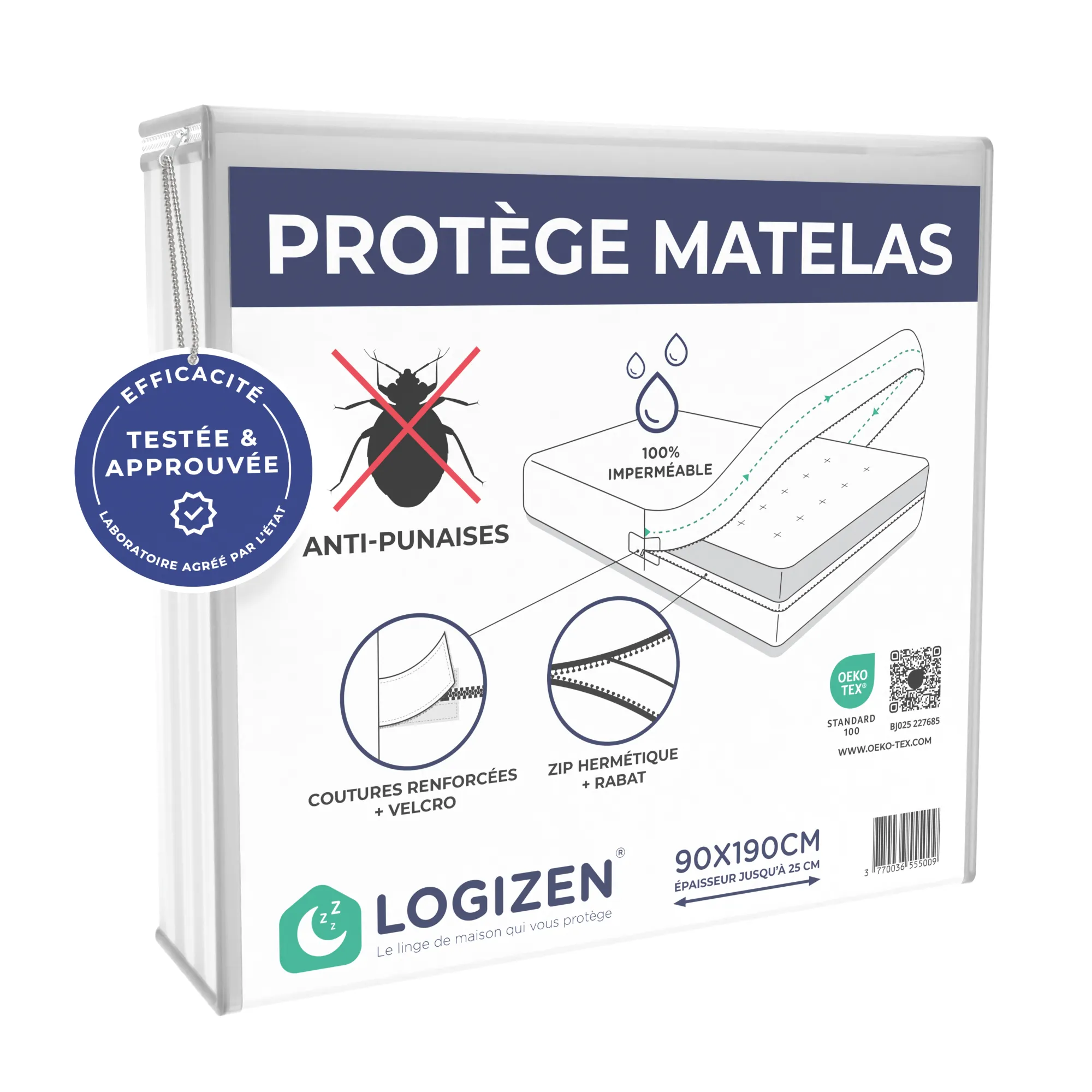 HOUSSE DE MATELAS ANTI-PUNAISE (140cm x 200cm)
