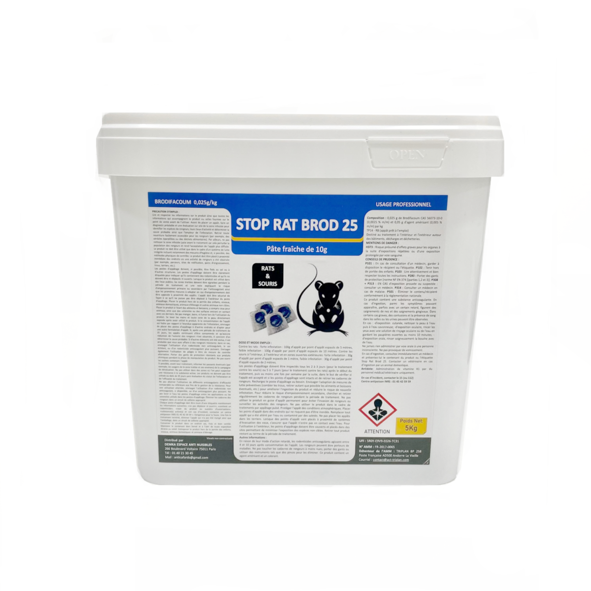 Pate Raticide Souricide Stop Rat Brod 5Kg